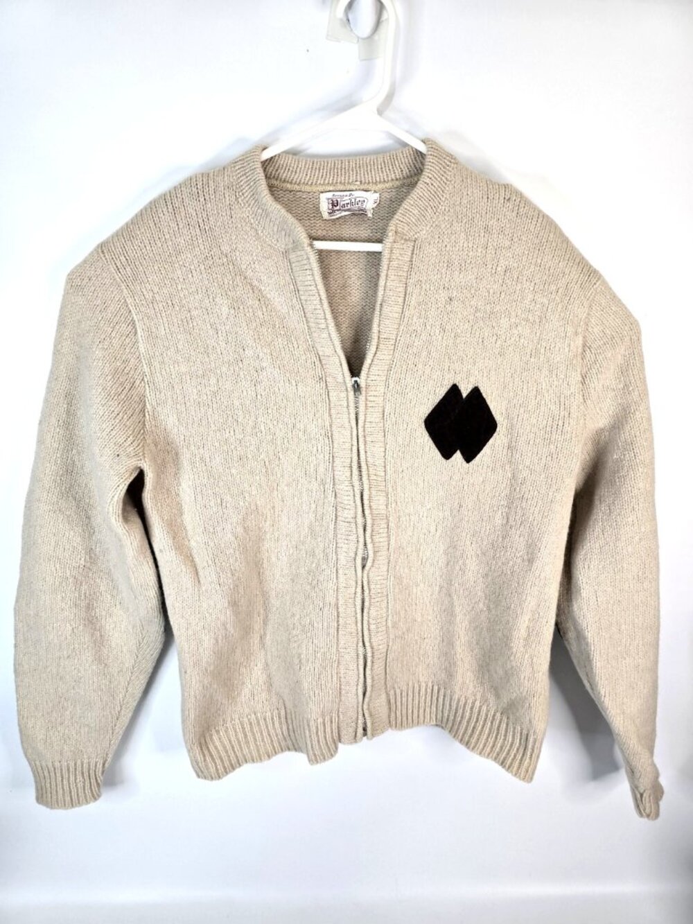 Vintage Parkley Imported Shetland Wool Made In USA Zip Up Sweater Men's Size XL